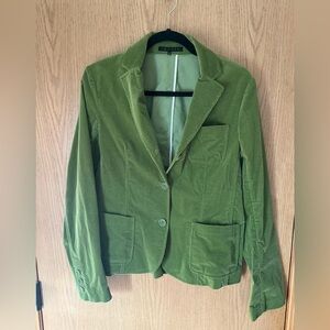 Theory green corduroy blazer jacket coat women 12 cotton/lycra Great for SPRING!